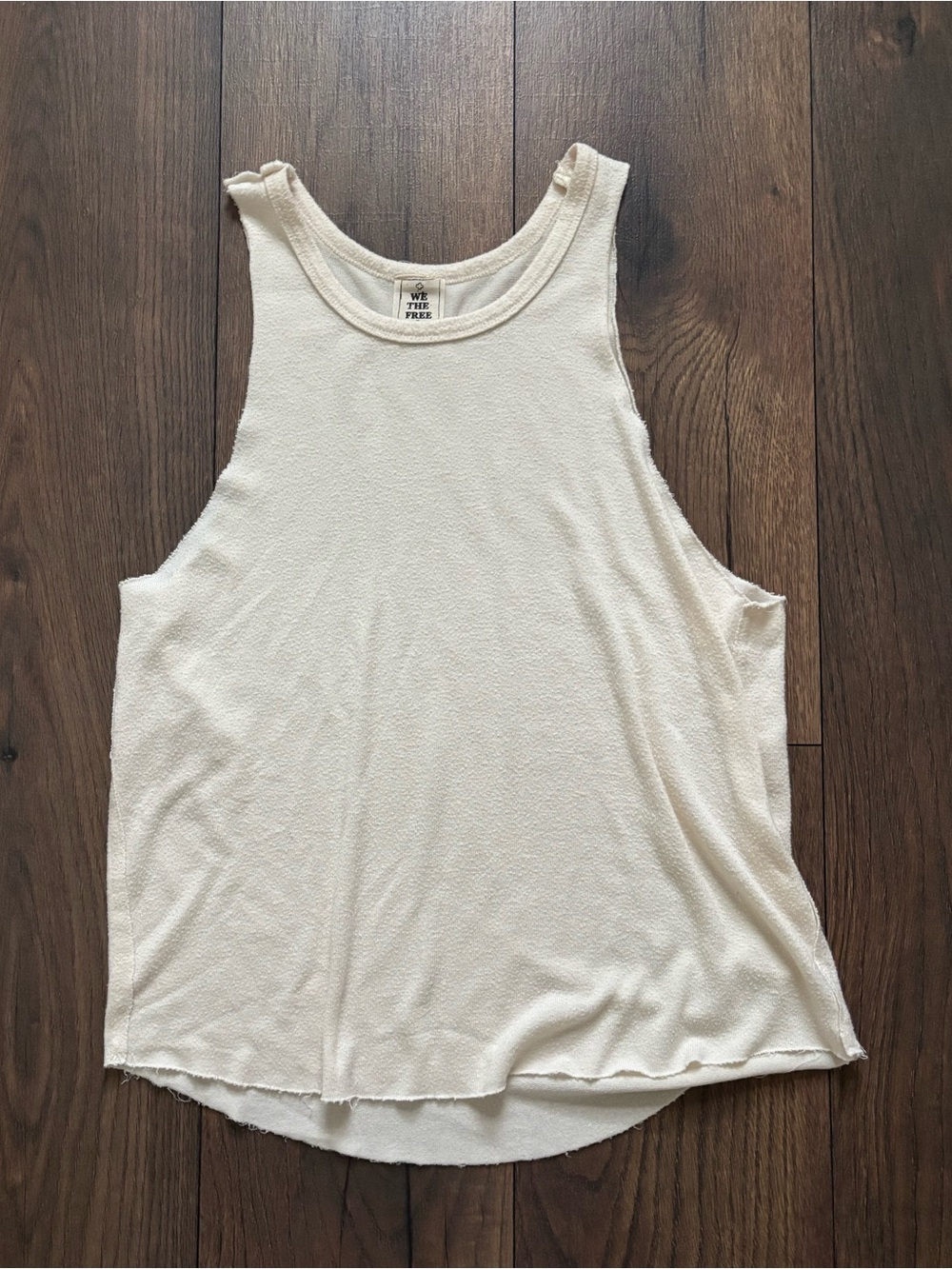 We The Free Cream Raw Hem Flowy Tank Top